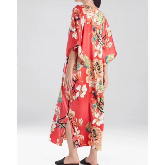Women's Natori Enchanted Lotus Floral Kaftan Dress L - Picture 1 of 7